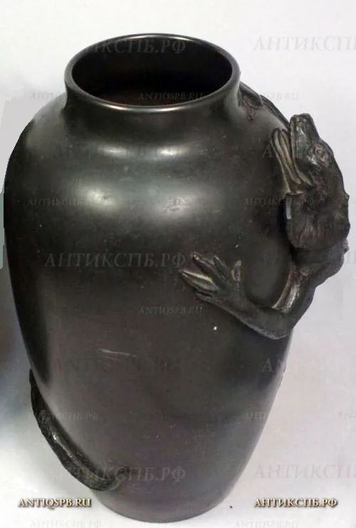 Ваза антикварная керамическая "Ящерица". Дания. Нач. ХХ века. №19447.1